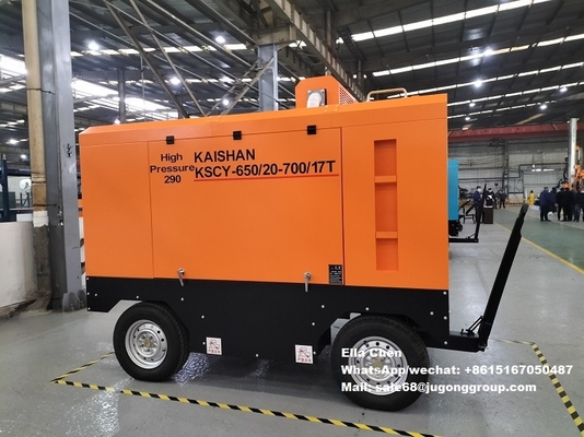 KSCY-650/20-700/17 18m3/Min 650CFM 20bar 17bar Sekrup Gas Putar Portabel Kompresor Udara Sekrup Kompresor Udara